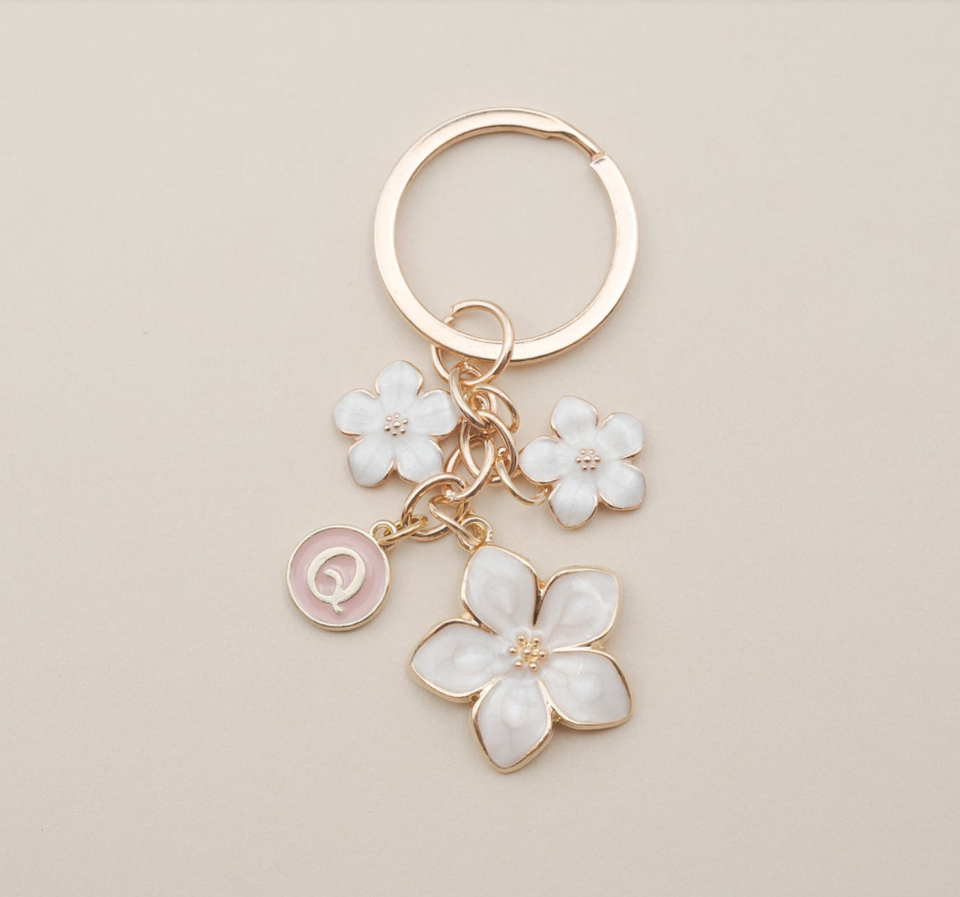 Letter Cherry Blossom Keychain